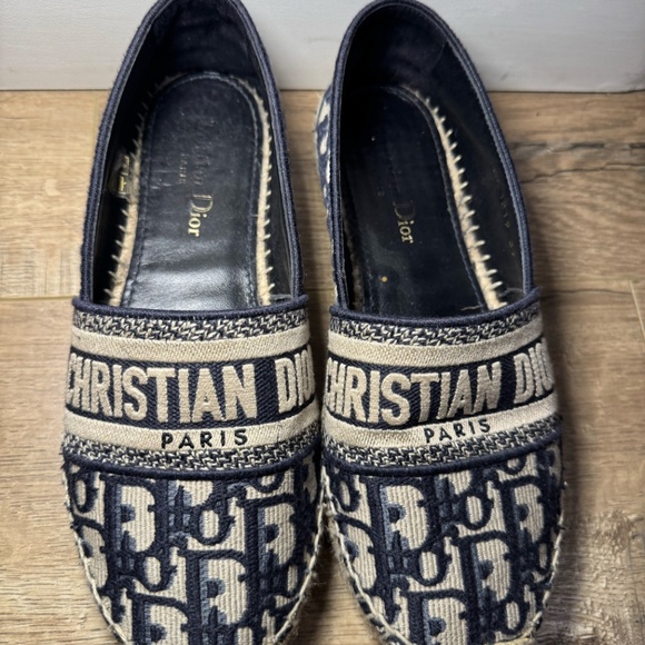 Christian Dior Espadrilles Blue Oblique Canvas Women’s Size 37 | Luxury Designer